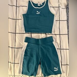 Teal Puma Biker Shorts & Tank Set
